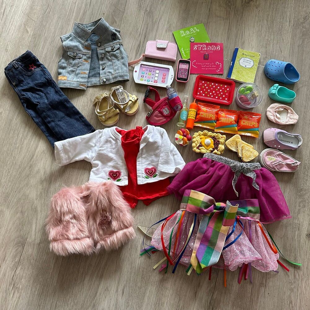 American Girl Doll Clothes Accessories Tech Food Lot 30 Pieces